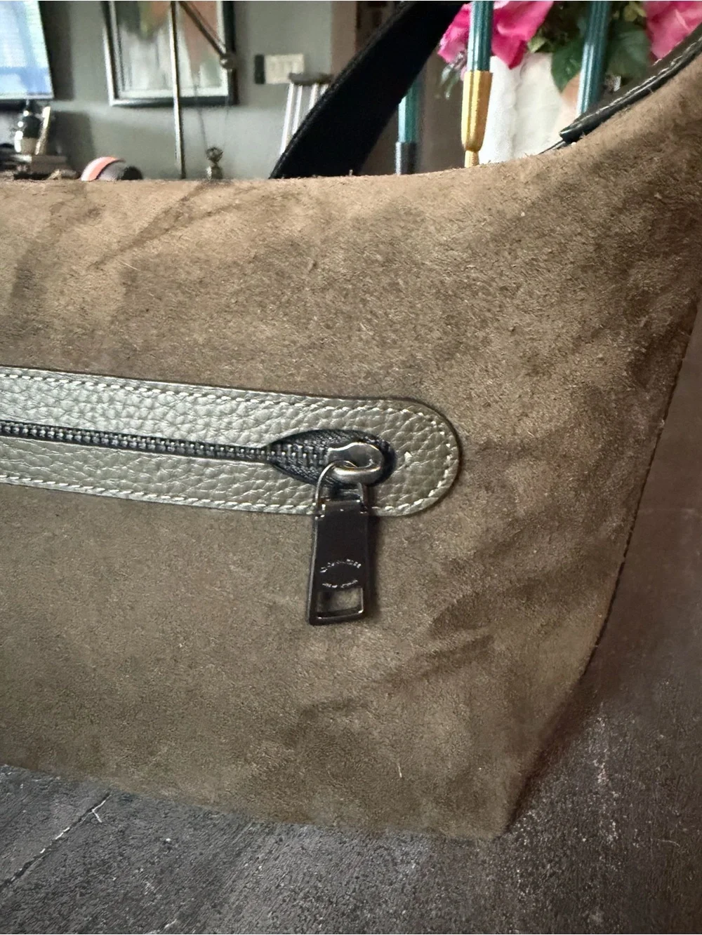 Coach Finn Olive Green Suede Messenger Crossbody